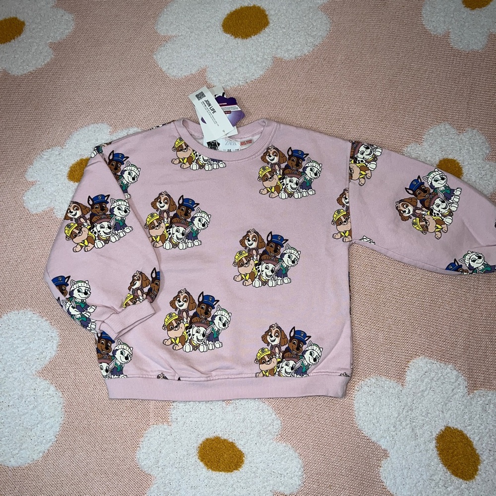 Zara Paw Patrol Nickelodeon Sweatshirt Pink Size 4-5T